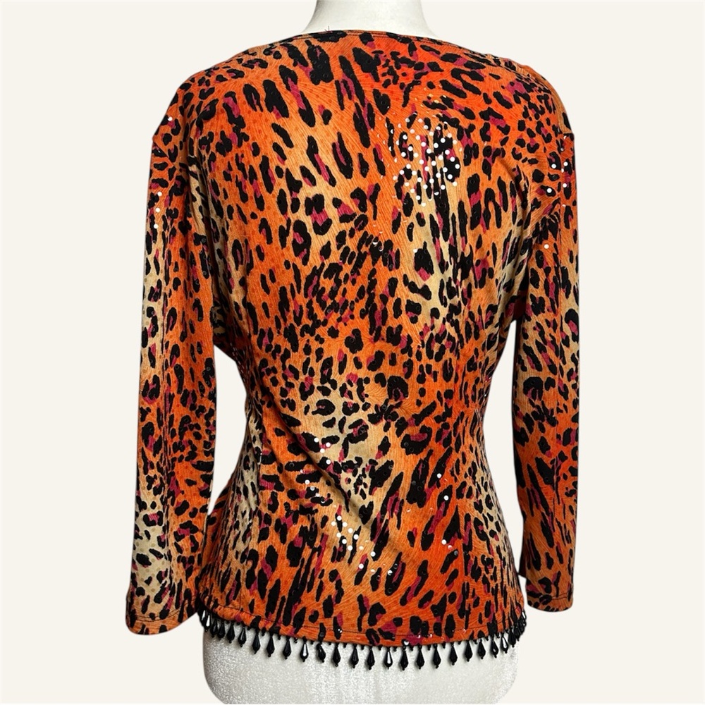 Y2K Leopard Print V-Neck Wrap Top - Picture 4 of 4